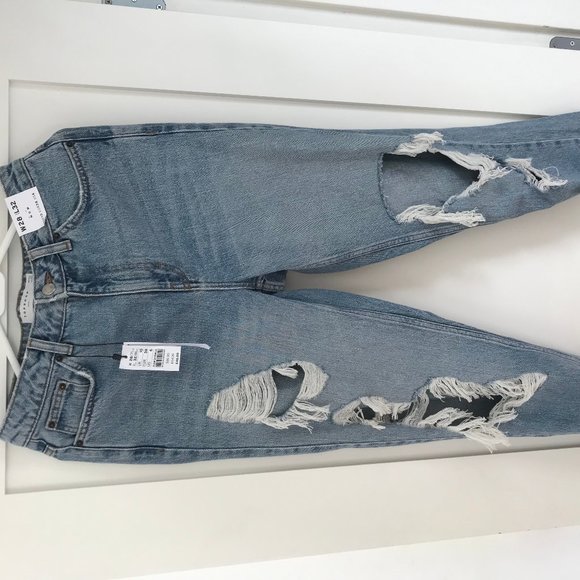 Topshop Denim - Blue Ripped Mom Jeans